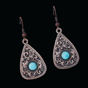 Boucles d'oreilles vikings Frigg en bronze et pierres turquoises, cadeau femme