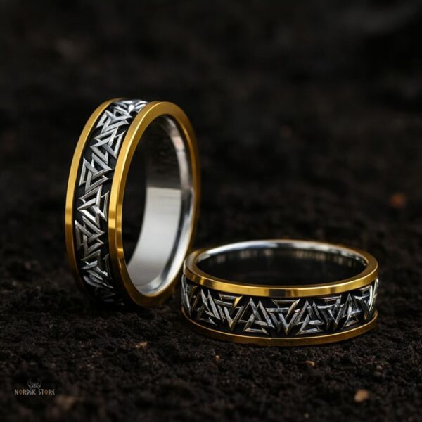 Alliances Viking Valknut d'Odin en argent, cadeau homme ou femme