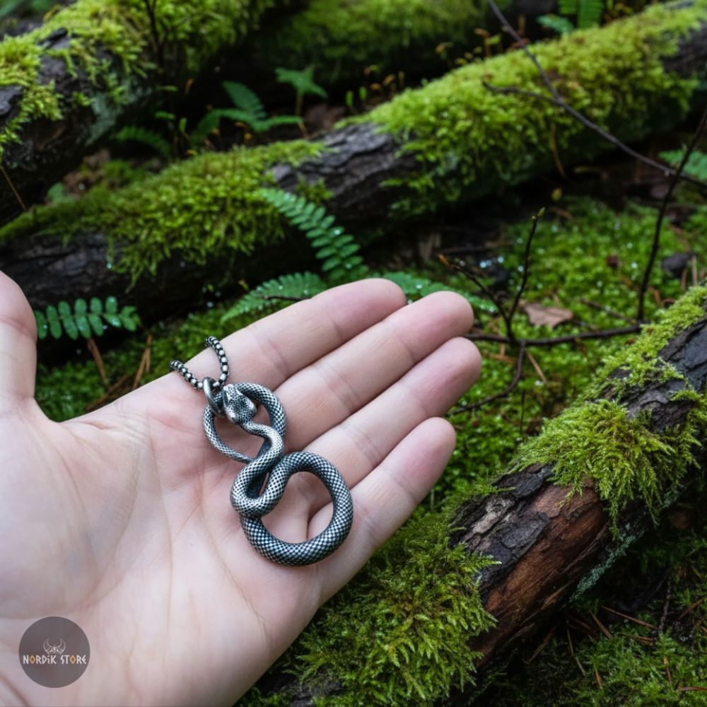 amulette celtique serpent en acier, cadeau