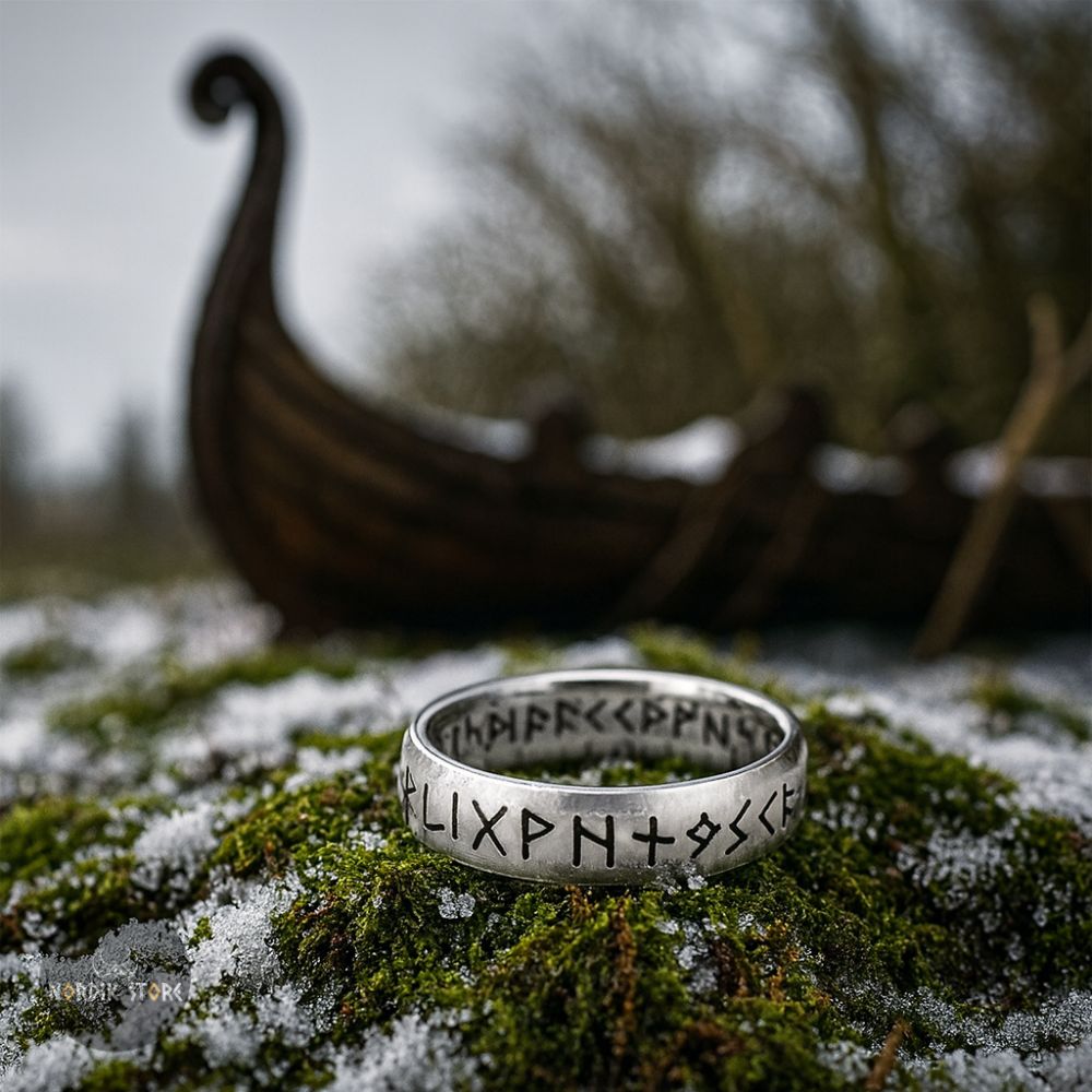 anneau Viking cercle runique en acier, cadeau