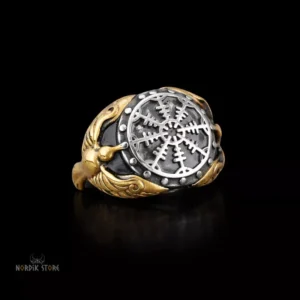 bague viking compas d'Odin or, cadeau homme