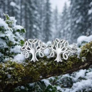 boucles d'oreilles arbre Triquetra argent, cadeau