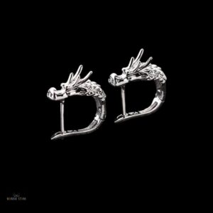 boucles d’oreilles dragon Nidhogg en acier argent, cadeaux homme et femme