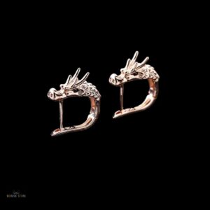 boucles d’oreilles dragon Nidhogg en acier or rose, cadeaux homme et femme