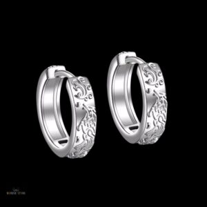 boucles d'oreilles entrelacs loup en acier argent, cadeau