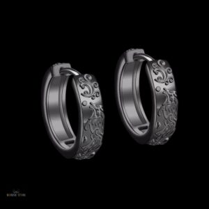 boucles d'oreilles entrelacs loup en acier noir, cadeau