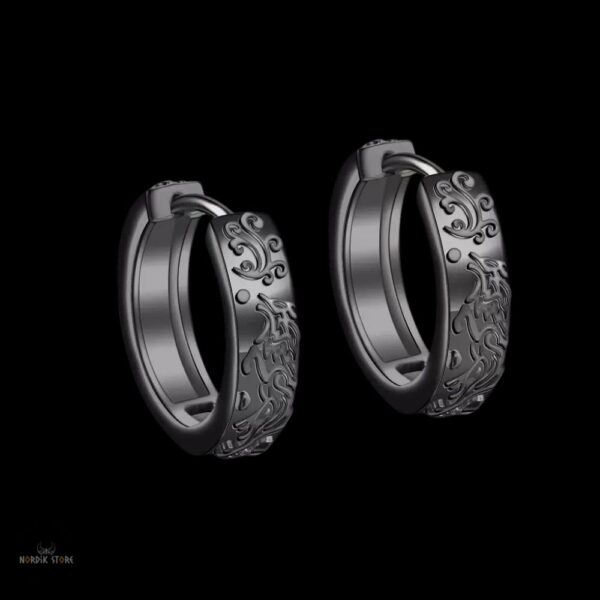 boucles d'oreilles entrelacs loup en acier noir, cadeau