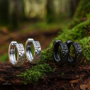 boucles d'oreilles entrelacs loup noir et argent, cadeaux