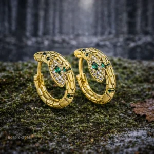 boucles d'oreilles serpent Jörmungand or, cadeau femme et ados