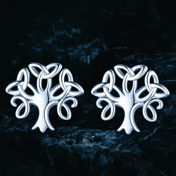 Boucles d'oreilles viking celtique arbre Triquetra argent