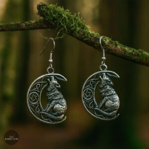 boucles d'oreilles viking loup Sköll, cadeau