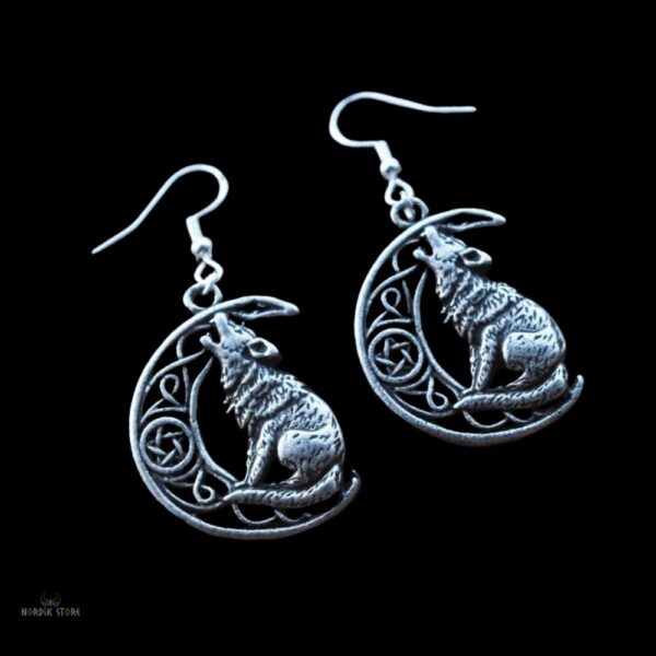 boucles d'oreilles viking loup Sköll, cadeau homme et femme
