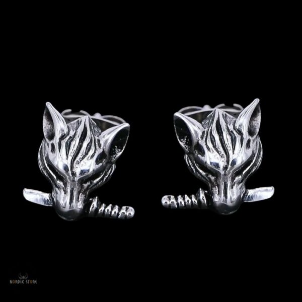 boucles d'oreilles vikings loup en acier, cadeau