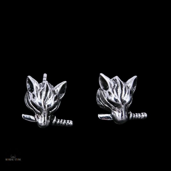 boucles d'oreilles vikings loup en acier , cadeau homme et femme