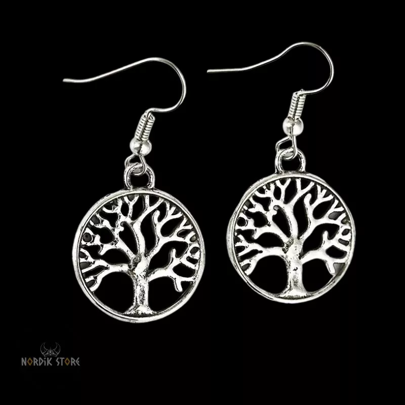 boucles d'oreilles Yggdrasil acier, cadeau viking pour femme