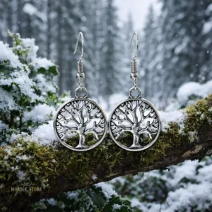 boucles d'oreilles Yggdrasil, cadeau viking pour femme