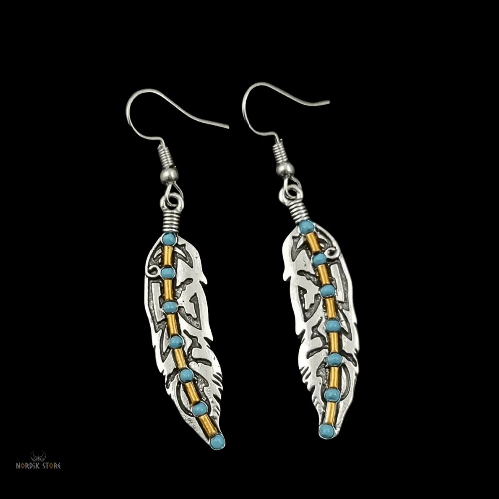 boucles d'oreilles plumes Lagertha, cadeau femme et ados
