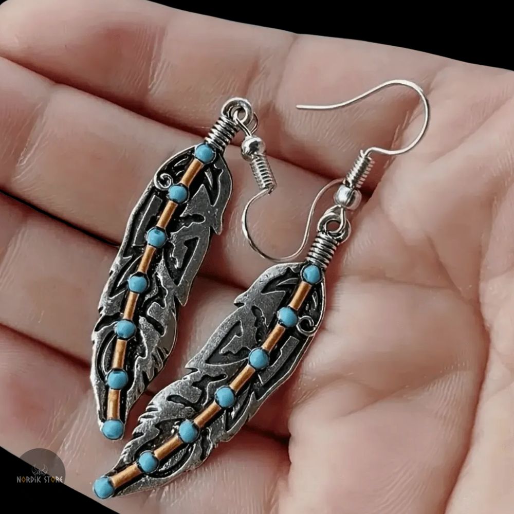 boucles d'oreilles viking plumes Lagertha, cadeau femme