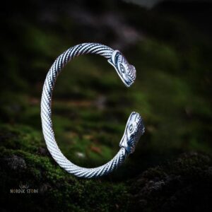 bracelet serpent viking Midgard argent, cadeau homme et femme
