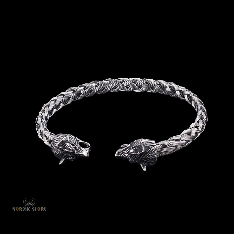 bracelet torque viking Fenrir en acier, cadeau homme
