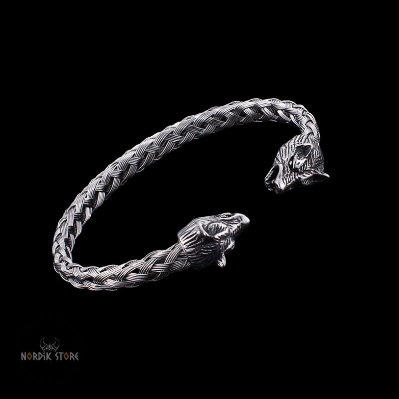 bracelet torque viking Fenrir en acier, cadeau