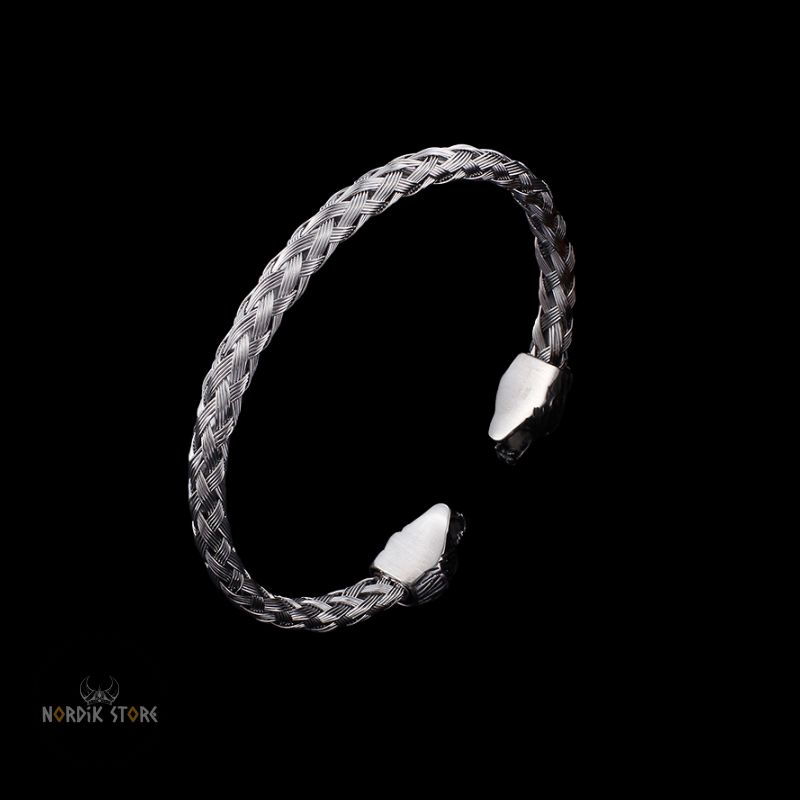 bracelet torque viking Fenrir argent acier, cadeau