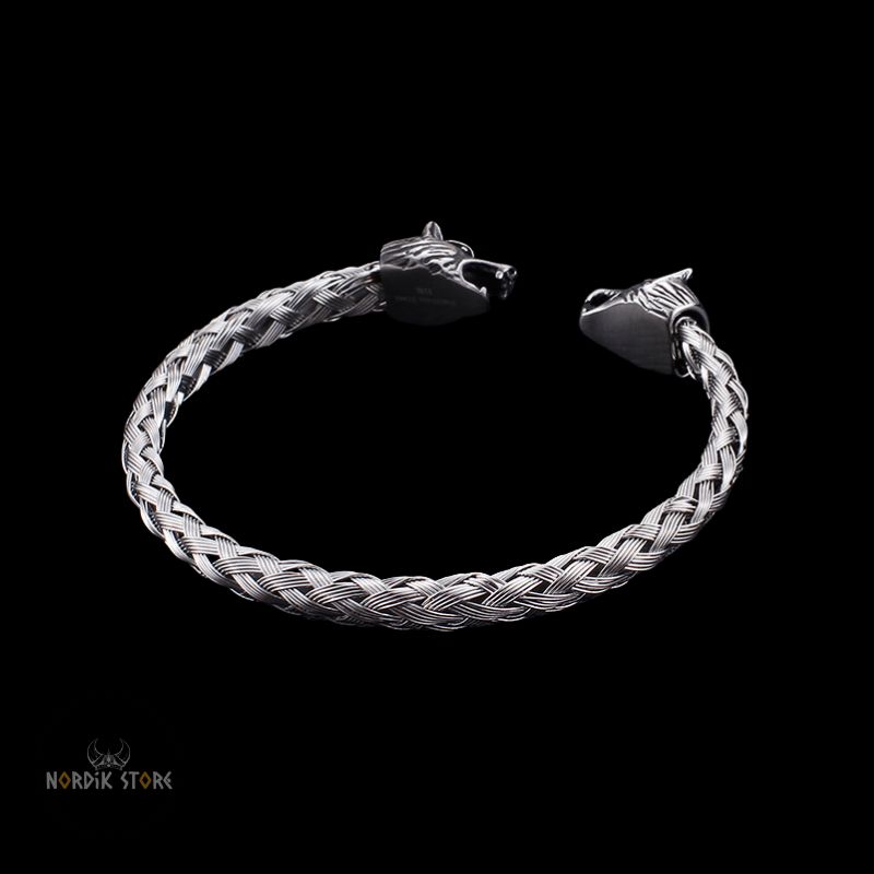 bracelet torque viking Fenrir argent, cadeau