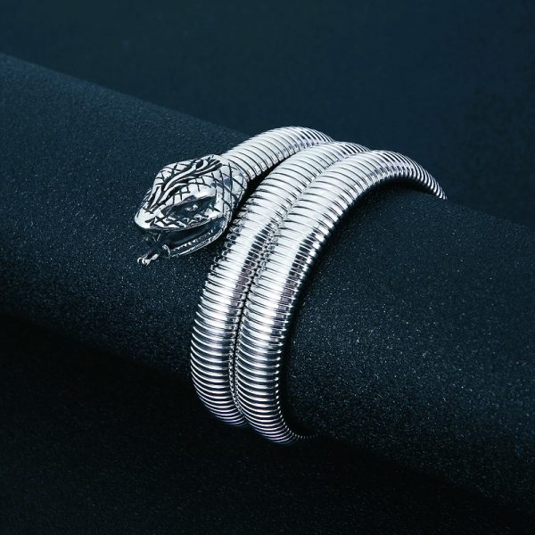Bracelet viking anneaux serpent argent