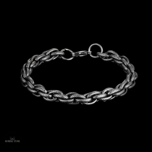 bracelet viking anneaux serpent en acier noir, cadeau homme et ados