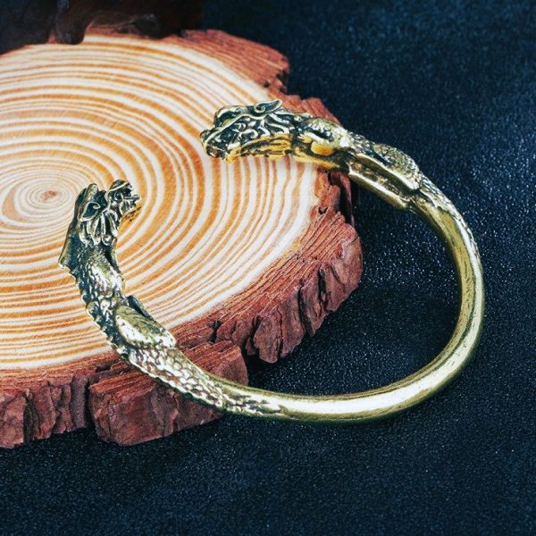 Bracelet viking à double tête dragon bronze