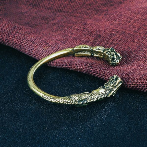 Bracelet viking à double tête dragon serpent Nidhogg Jormungandr