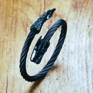 Bracelet viking dragon Fafnir noir