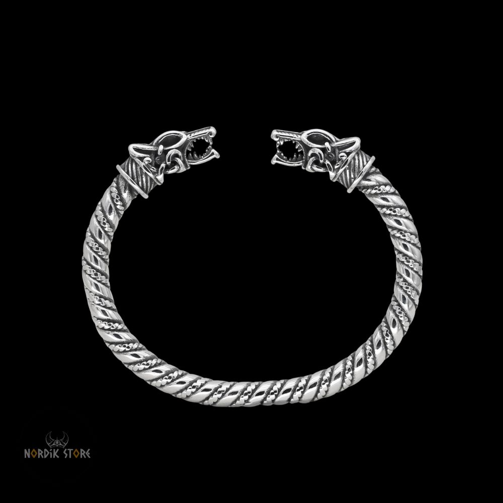bracelet viking loups d'Odin en acier, cadeau