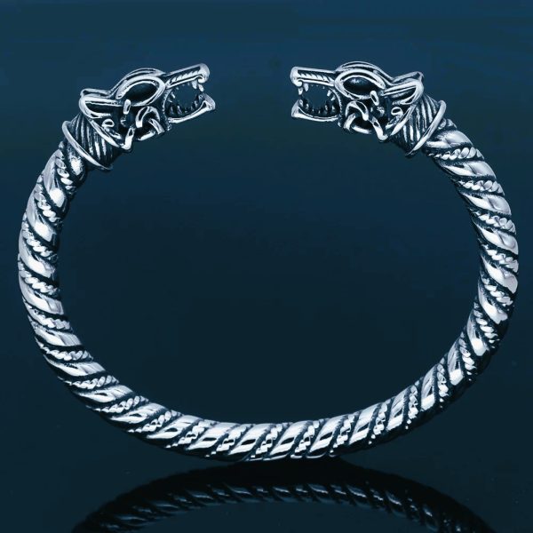 Bracelet viking loups d’Odin argent