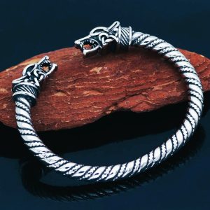 Bracelet viking nordique loups d’Odin