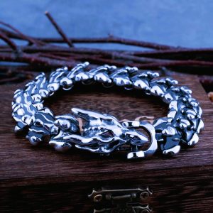 Bracelet viking La puissance du dragon argent