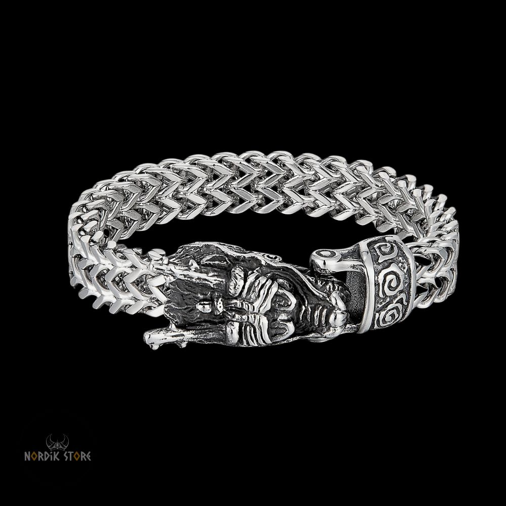 bracelet viking puissance du dragon Fafnir en acier, cadeau homme