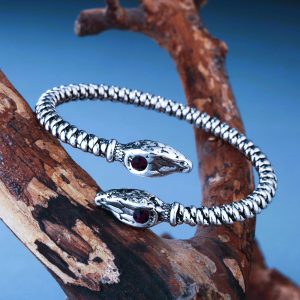 Bracelet viking serpent Jörmungandr argent