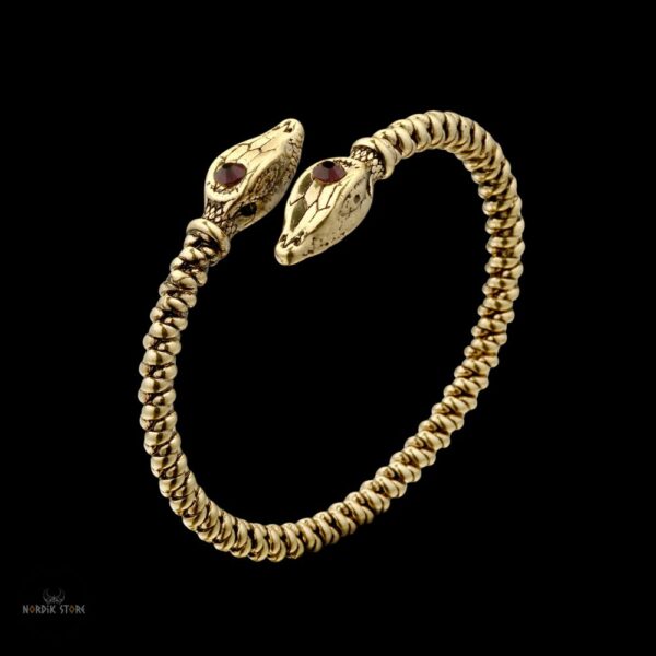 bracelet viking serpent Jörmungandr bronze, cadeau homme et ados