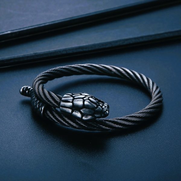 Bracelet viking serpent Midgard acier