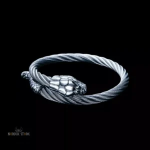 bracelet viking Serpent Midgard en acier argent, cadeau