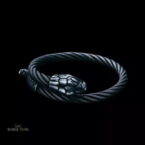bracelet viking Serpent Midgard en acier gris, cadeau