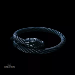 bracelet viking Serpent Midgard en acier noir, cadeau