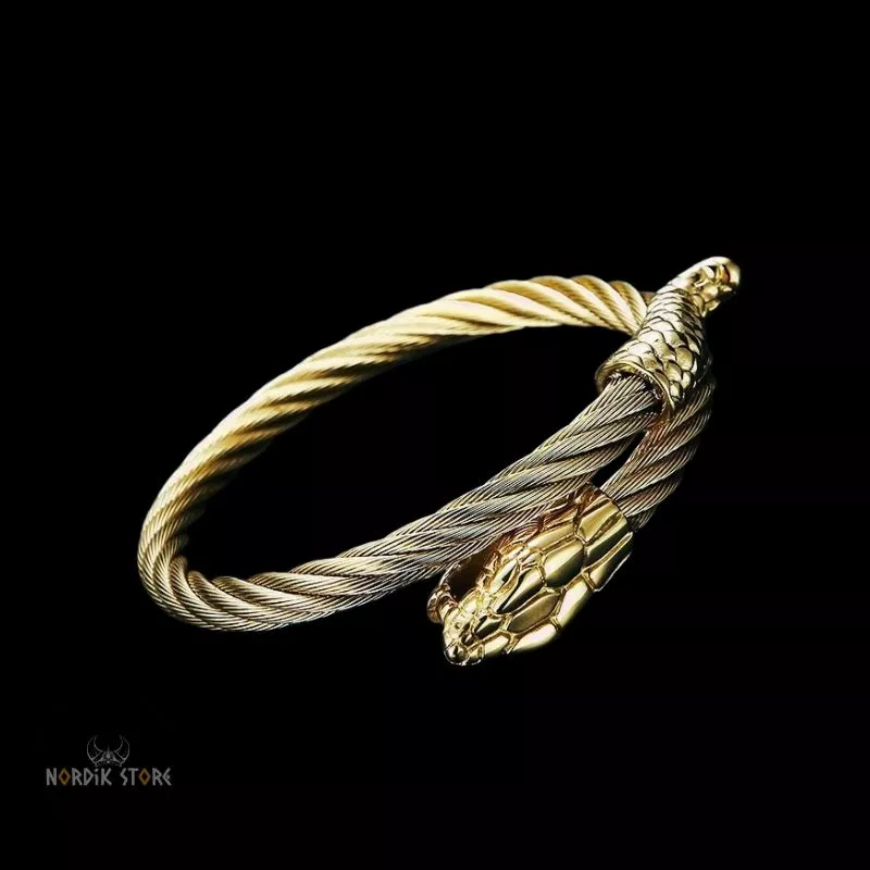 bracelet viking Serpent Midgard en acier or, cadeau