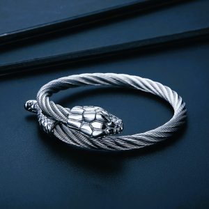Bracelet viking serpent Midgard argent