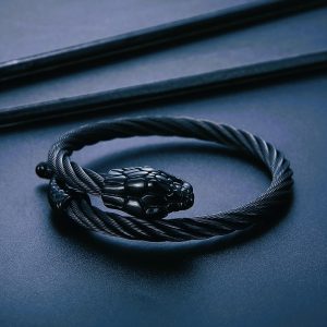 Bracelet viking serpent Midgard noir