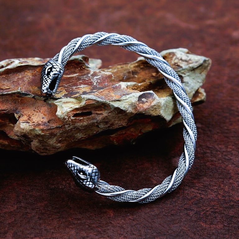 Bracelet viking tête de serpent