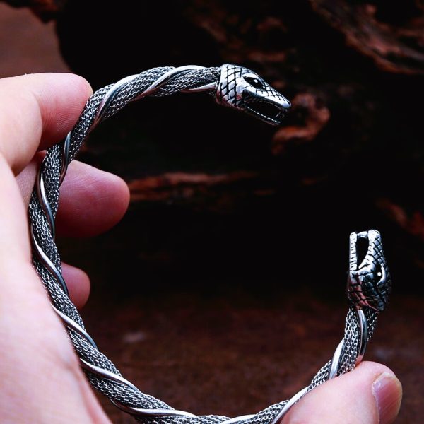 Bracelet viking tête de serpent Jormungand