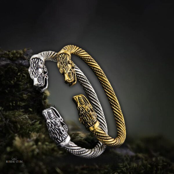 Bracelets Têtes de Loup Fenrir viking, cadeau homme