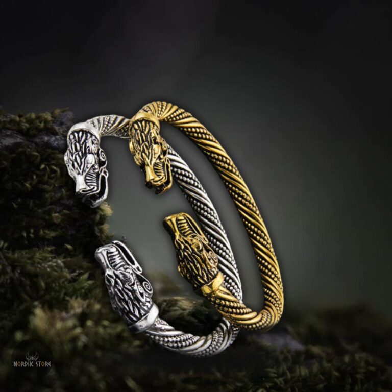 Bracelets Têtes de Loup Fenrir viking, cadeau homme